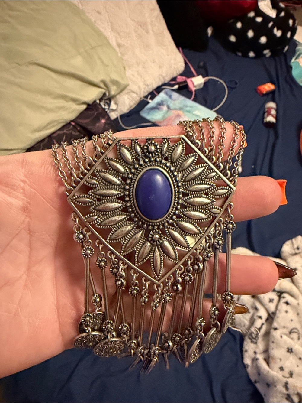 Antique Lapis Lazuli Bohemian statement necklace for women